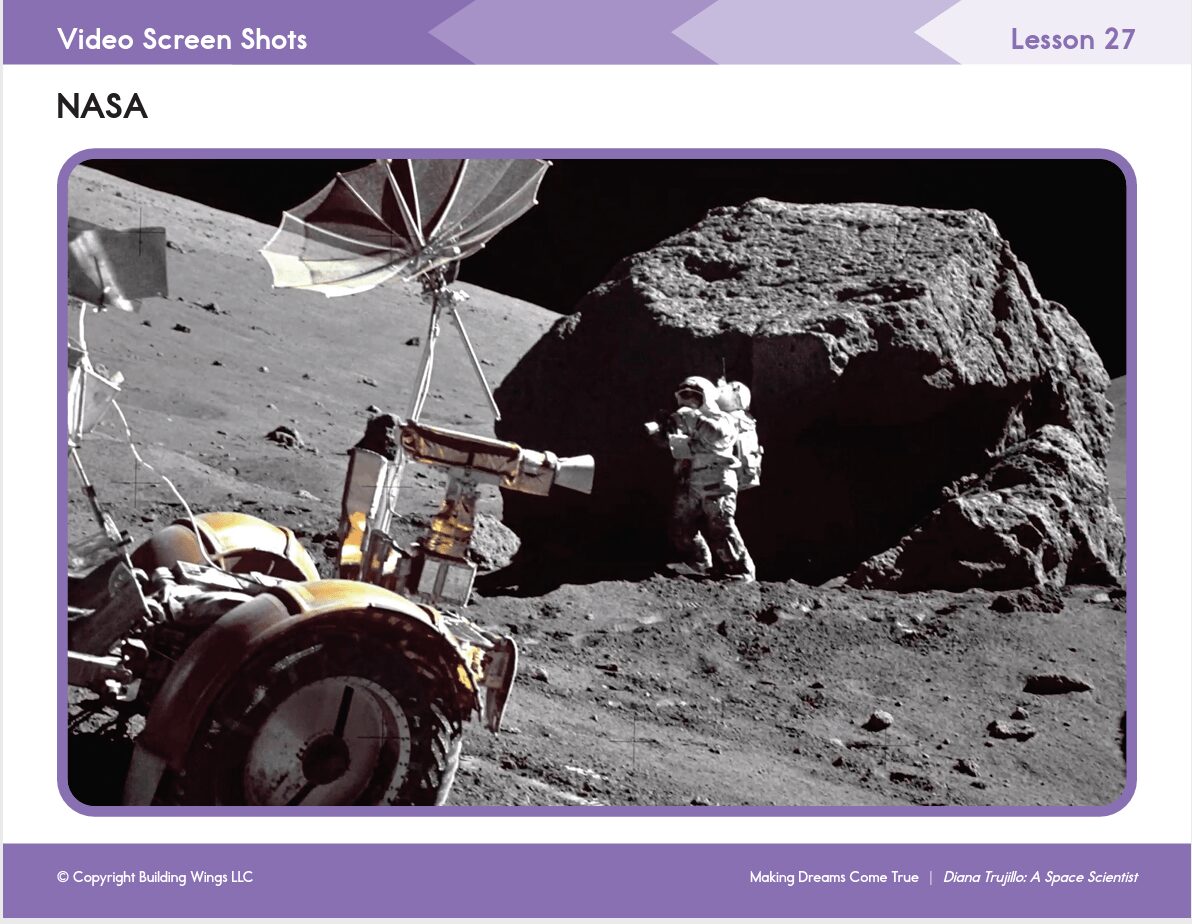 Readtopia Video screenshot of an astronaut on a rock in space, next to a satellite.