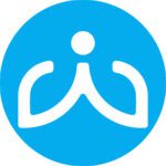 Aqua circular background with white Building Wings logo inside